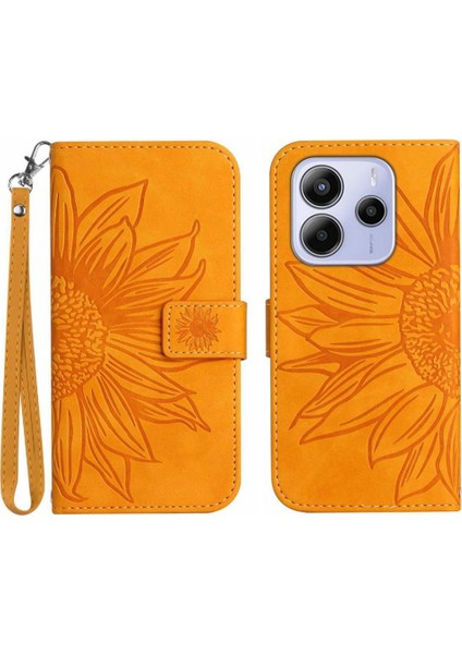 Xiaomi Redmi Note 14 4g Lüks Pu Deri Kabartmalı Ayçiçeği Için Kılıf (Yurt Dışından)