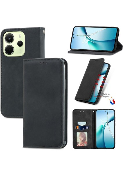 Xiaomi Redmi Note 14 4g Deri Çanta Cüzdan Basit Iş Için Flip Case (Yurt Dışından)
