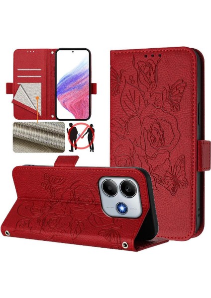 Kredi Kartı Yuvası Pu ile Xiaomi Redmi Note 14 4g Manyetik Cüzdan Için Kılıf (Yurt Dışından)