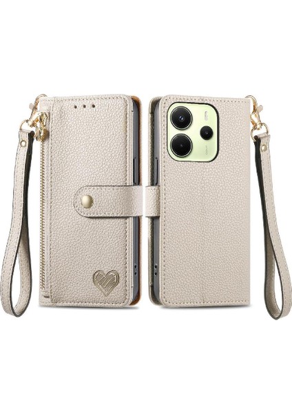 Xiaomi Redmi Note 14 4g Fermuar Aşk Kordon Deri Çanta Cüzdan Için Kılıf (Yurt Dışından)