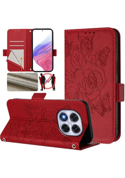 Kredi Kartı Yuvası ile Xiaomi Redmi Note 14 Pro 5g Pu Deri Için Kılıf (Yurt Dışından)