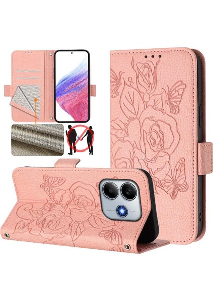 Kredi Kartı Yuvası Pu ile Xiaomi Redmi Note 14 4g Manyetik Cüzdan Için Kılıf (Yurt Dışından)
