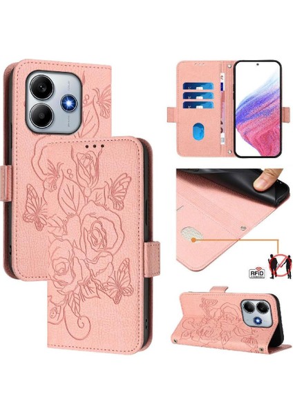 Kredi Kartı Yuvası Pu ile Xiaomi Redmi Note 14 4g Manyetik Cüzdan Için Kılıf (Yurt Dışından)