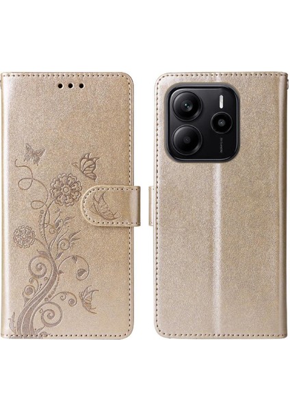 Xiaomi Redmi Note 14 4g Çiçek Kart Yuvaları Deri Flip Için Flip Case (Yurt Dışından)