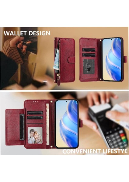 Xiaomi Redmi Note 14 4g Pu Deri Manyetik Fermuar Kartı Için Flip Case (Yurt Dışından)