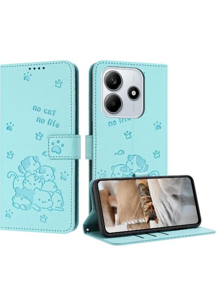 Xiaomi Redmi Note 14 4g Sevimli Kedi Deri Cüzdan Pu Deri Için Flip Case (Yurt Dışından)