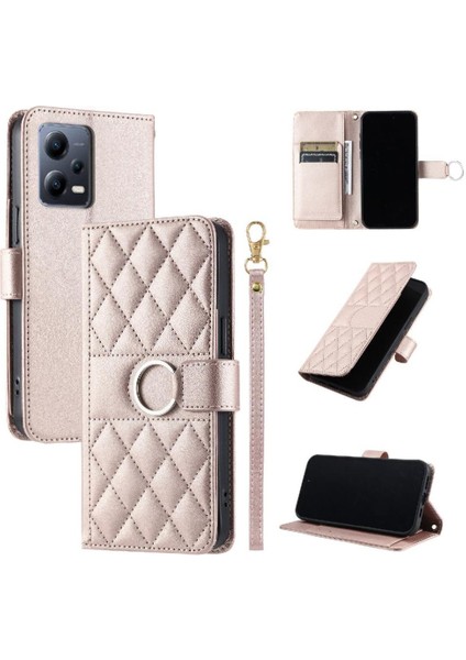 Xiaomi Poco X5 5g Bilek Kayışı Koruyucu Pu Deri Manyetik Için Flip Case (Yurt Dışından)