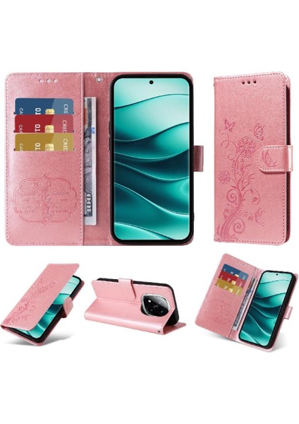 Xiaomi Redmi Note 14 Pro 5g Flip Deri Çiçek Kart Yuvaları Için Flip Case (Yurt Dışından)