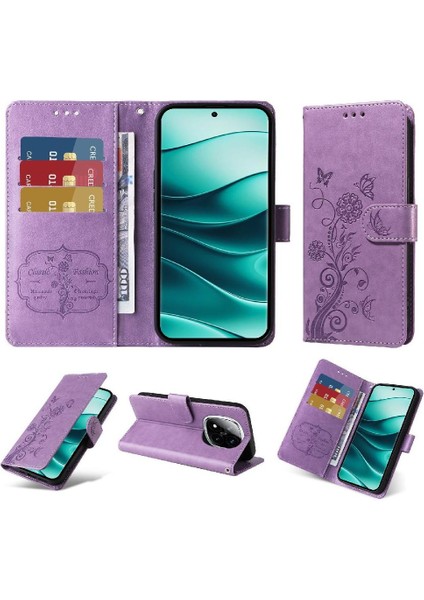 Xiaomi Redmi Note 14 Pro 5g Flip Deri Çiçek Kart Yuvaları Için Flip Case (Yurt Dışından)