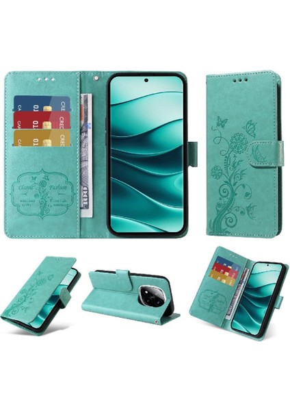 Xiaomi Redmi Note 14 Pro 5g Flip Deri Çiçek Kart Yuvaları Için Flip Case (Yurt Dışından)