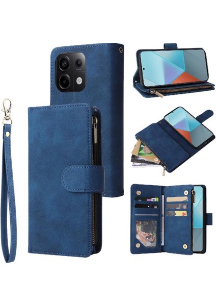 Xiaomi Poco X6 Fotoğraf Cep Saf Renk 9 Kart Nakit Için Fermuarlı Cebi Durumda (Yurt Dışından)