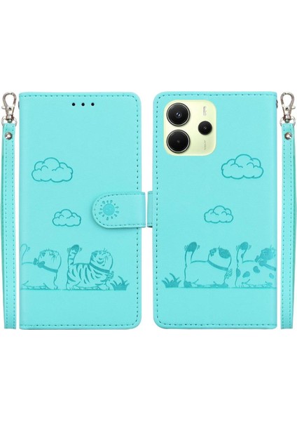 Xiaomi Redmi Note 14 4g Kedi Rfıd Deri Cüzdan Kart Yuvası Için Flip Case (Yurt Dışından)