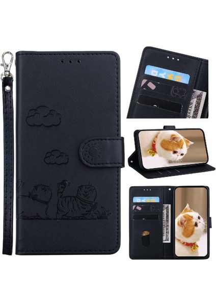 Xiaomi Redmi Note 14 4g Kedi Rfıd Deri Cüzdan Kart Yuvası Için Flip Case (Yurt Dışından)