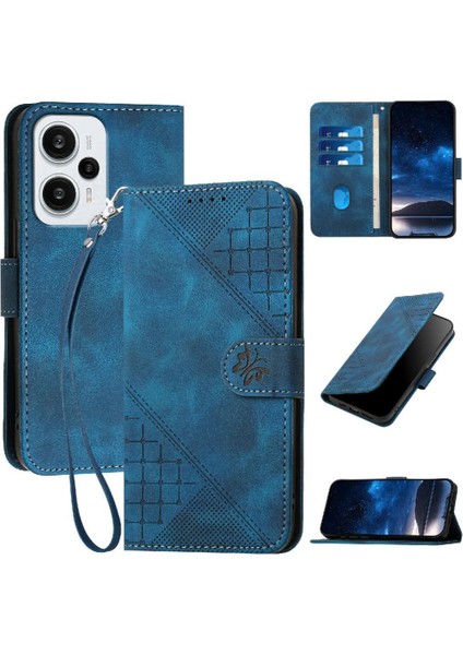 Ayrılabilir El Kayışı Kabartmalı Kelebek ile Xiaomi Poco F5 Için Flip Case (Yurt Dışından)