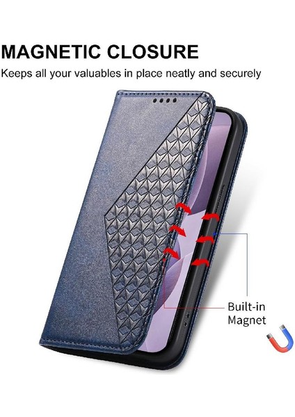 Xiaomi Poco X7 Pro Için Flip Case El Kayışı Cüzdan Eşkenar Dörtgen Şekli Standı Kullanımı (Yurt Dışından) modelleri