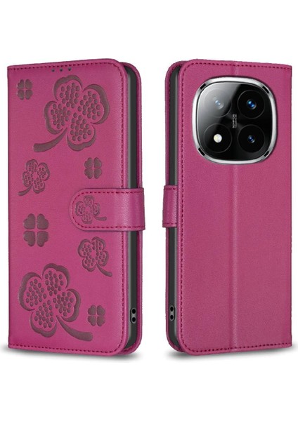 Xiaomi Redmi Not Için Flip Case 14 Pro 4g Çok Renkli Yonca Çiçek Pu (Yurt Dışından)