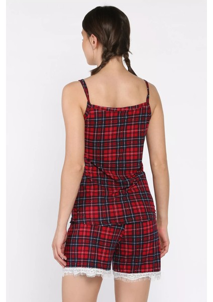 Kadın Ekose Desenli Ip Askılı Şortlu Pijama Takımı P-00017368 modelleri