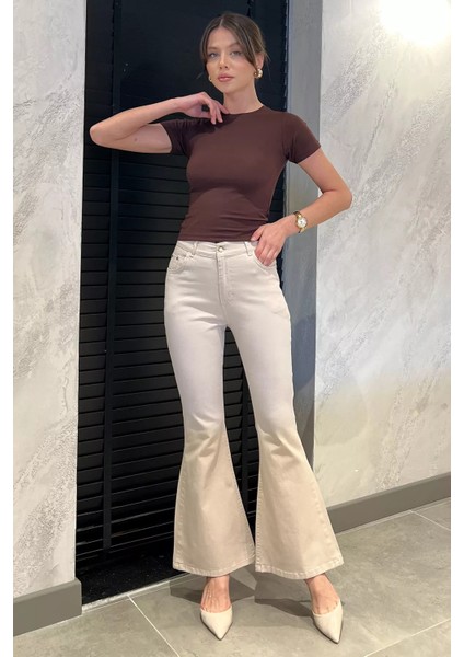 Ispanyol Paça Likralı Kadın Gabardin Pantolon P-00012118