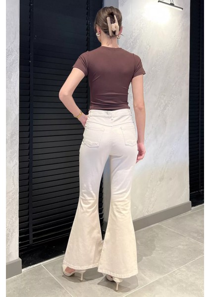Ispanyol Paça Likralı Kadın Gabardin Pantolon P-00012118