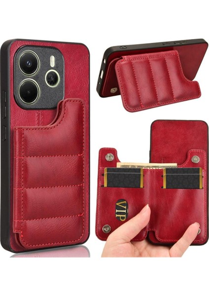 Xiaomi Redmi Note 14 4g Kickstand Kart Yuvası Cüzdan Kılıf Pu Için Cüzdan Kılıf (Yurt Dışından)