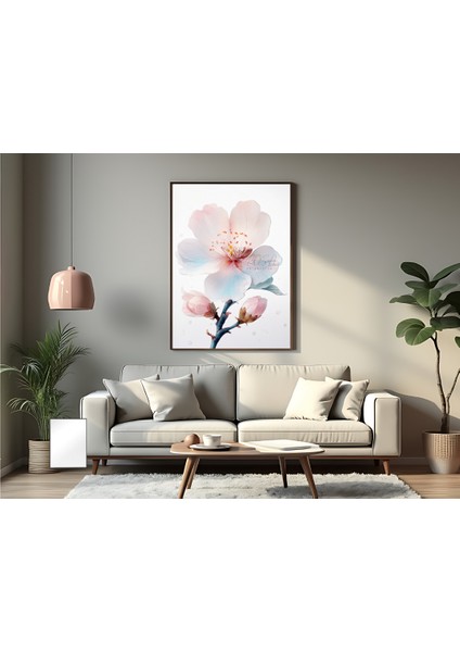 Metal Çerçeveli Gerçek Camlı Tablo Badem Çiçeği Pembe Tomurcuklu modelleri