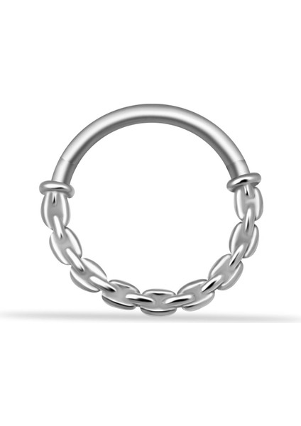 14 Ayar Altın Zincir Motifli Minimal Halka Piercing