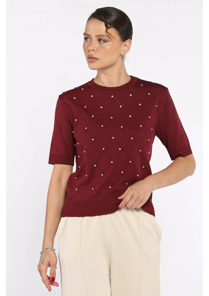 Kendinden Desenli Taşlı Kadın Bluz P-00011142 fiyatları