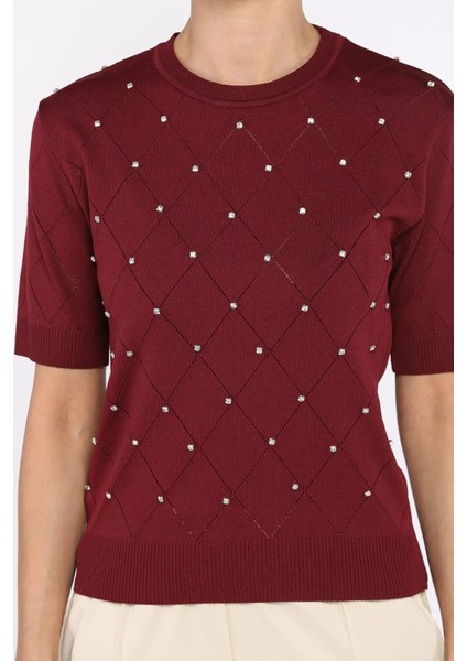 Kendinden Desenli Taşlı Kadın Bluz P-00011142 fırsatları