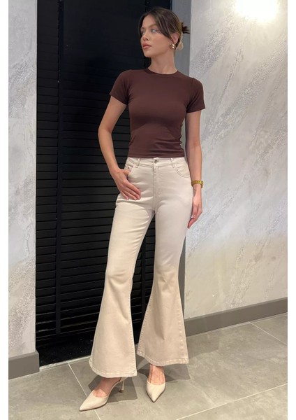 Ispanyol Paça Likralı Kadın Gabardin Pantolon P-00012118