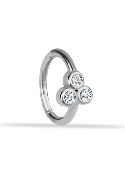 14 Ayar Altın 3 Alttan Taşlı Minimal Halka Piercing