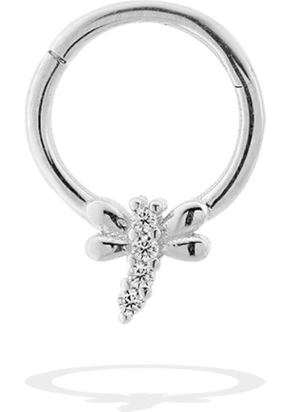14 Ayar Altın Taşlı Yusufçuk Minimal Halka Piercing