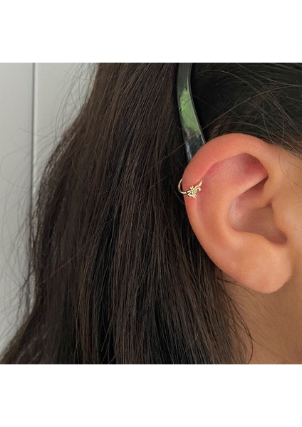 14 Ayar Altın Taşlı Yusufçuk Minimal Halka Piercing