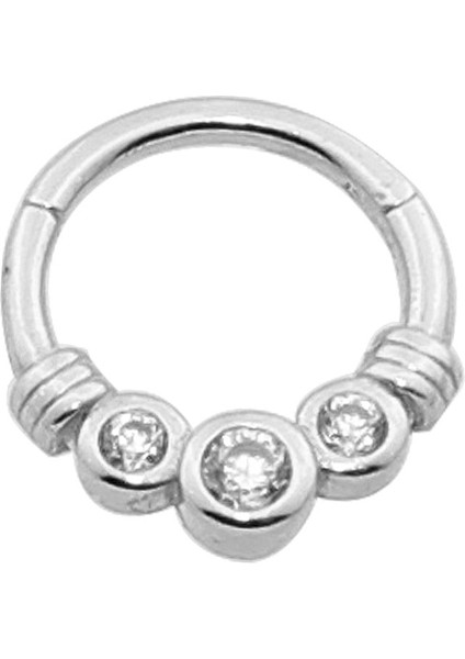 14 Ayar Altın 3 Taşlı Minimal Halka Piercing