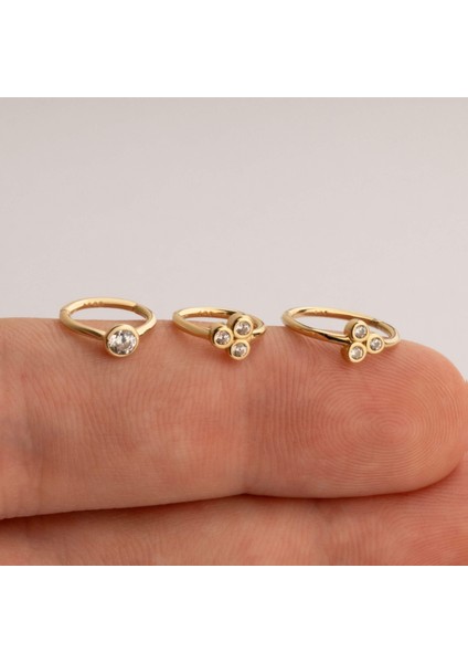14 Ayar Altın Alttan Taşlı Minimal Halka Piercing