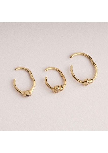 14 Ayar Altın Alttan Taşlı Minimal Halka Piercing