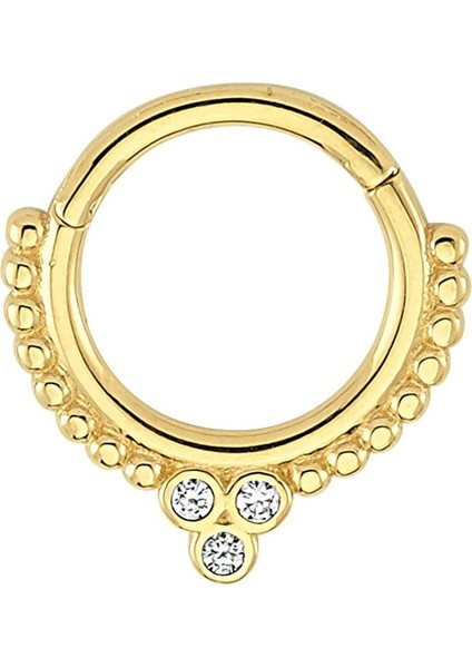 14 Ayar Altın Taşlı Minimal Halka Piercing