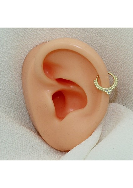 14 Ayar Altın Taşlı Minimal Halka Piercing