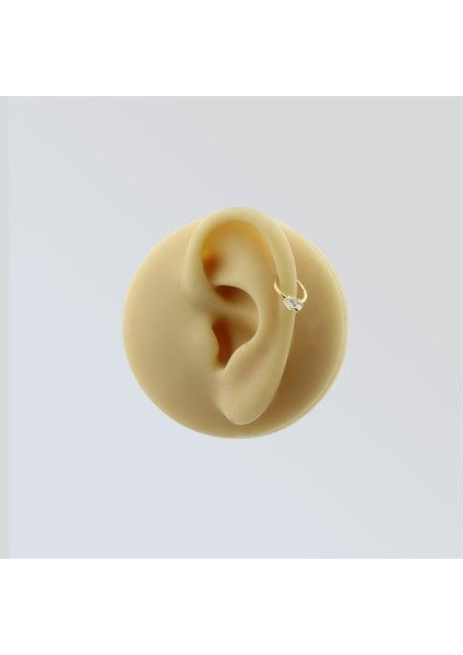 14 Ayar Altın Üç Baget Taşlı Minimal Halka Piercing