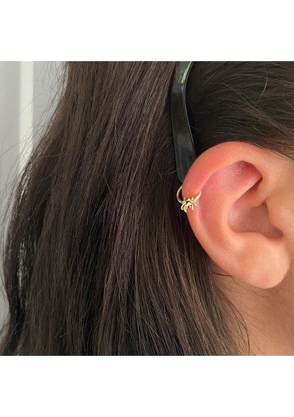 14 Ayar Altın Örümcek Minimal Halka Piercing