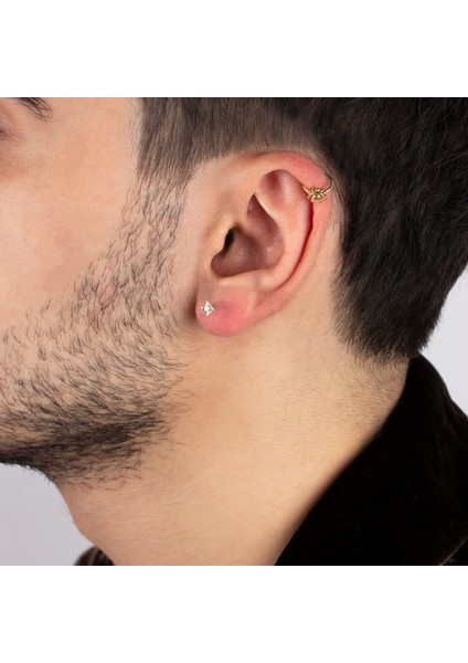 14 Ayar Altın Örümcek Minimal Halka Piercing