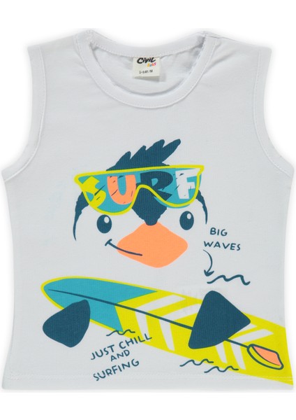Erkek Bebek Tişört 6-18 Ay Beyaz