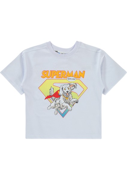 Süperman Erkek Çocuk Tişört 2-5 Yaş Beyaz