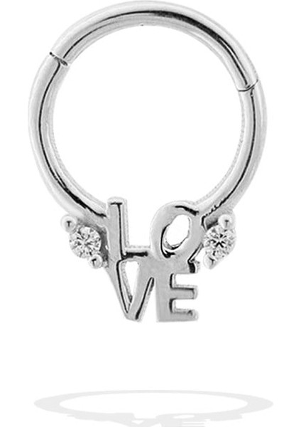 14 Ayar Altın Love Motifli Halka Piercing