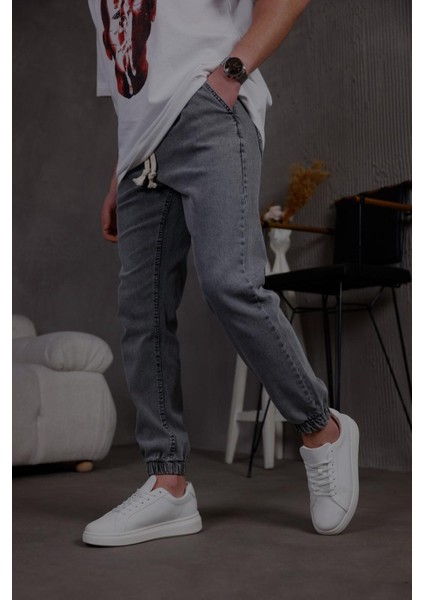 Zessi Paçası ve Beli Lastikli Slim Fit Likralı Kot Jogger Pantolon fırsatları
