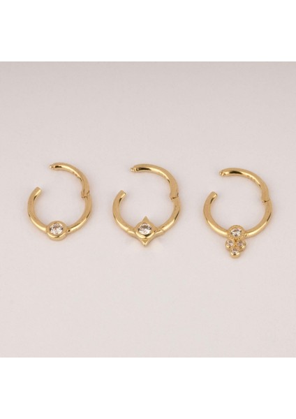 14 Ayar Altın Taşlı Minimal Halka Piercing