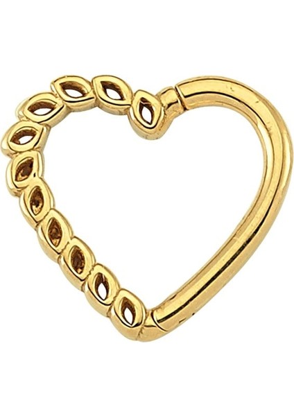 14 Ayar Altın Kalp Minimal Halka Piercing
