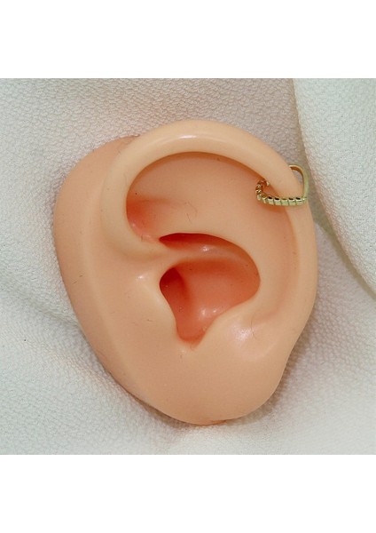 14 Ayar Altın Kalp Minimal Halka Piercing