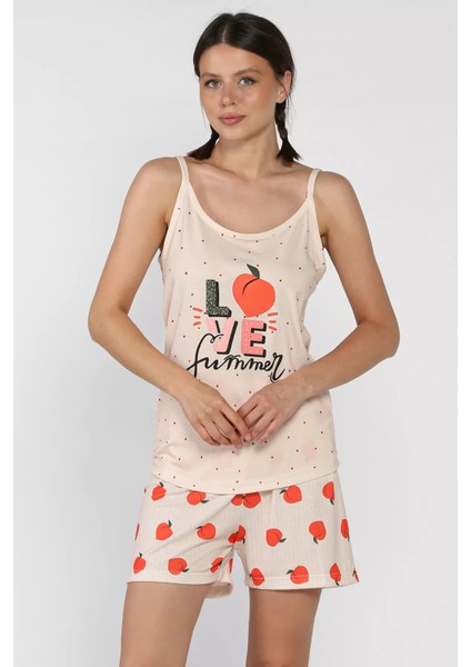 Kadın Baskılı Şortlu Pijama Takımı P-00017375
