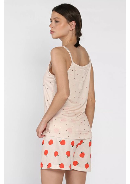 Kadın Baskılı Şortlu Pijama Takımı P-00017375