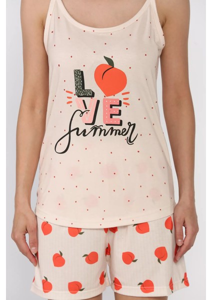 Kadın Baskılı Şortlu Pijama Takımı P-00017375